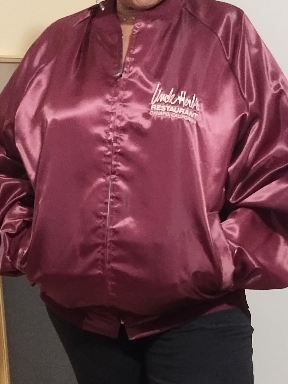 Uncle Herb's Satin Bomber Jacket - Women's Maroon